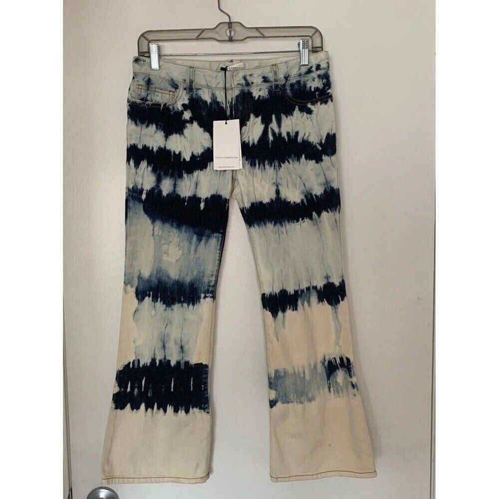 Faith Connexion Tie Dye Crop Flair Zip Up Jeans Women’s Size 28 Midnight Blue
